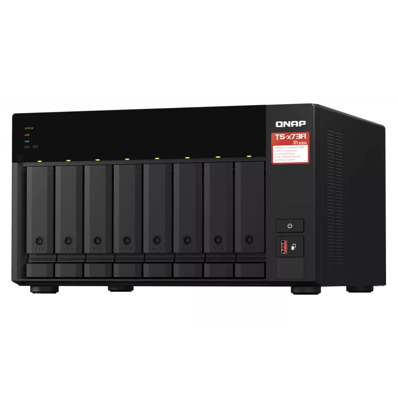 QNAP TS-873A NAS bokštinis serveris Ryzen Embedded V1500B 8 GB DDR4 0 TB QNAP Turbo System juodas