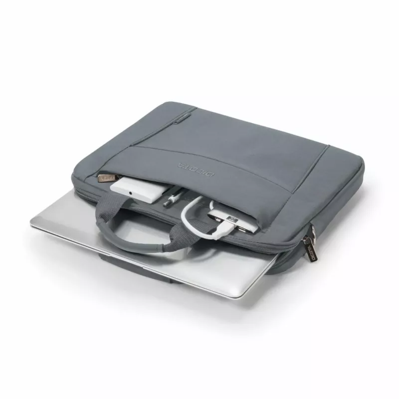 DICOTA Eco Slim Case Base – dėklas nešiojamam kompiuteriui 13–14,1 colio, pilkas / perdirbtas poliesteris