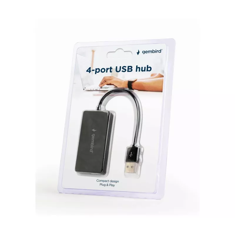 USB šakotuvas Gembird UHB-U2P4-04 — 4 prievadai USB 2.0, juodas, 480 Mbit/s