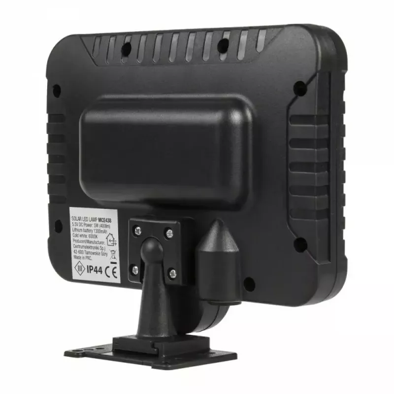 LED lauko saulės prožektorius MACLEAN MCE438, 5W, 400 lm, IP44, Li-Ion 5,2V, sieninis, balta šviesa, juodas