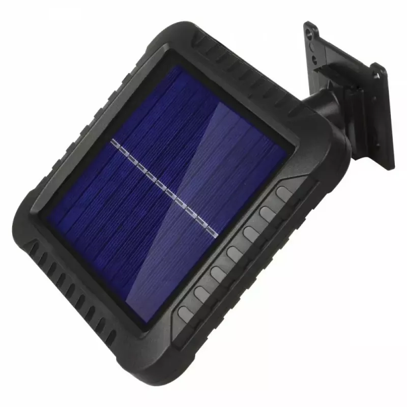 LED lauko saulės prožektorius MACLEAN MCE438, 5W, 400 lm, IP44, Li-Ion 5,2V, sieninis, balta šviesa, juodas