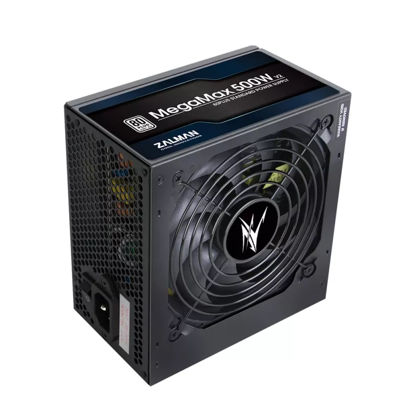 Zalman ZM500-TXII V2 MegaMax 80PLUS 230V EU STANDARD sertifikuotas aukšto efektyvumo PCI-E maitinimo blokas 500 W 20+4 pin ATX juodas