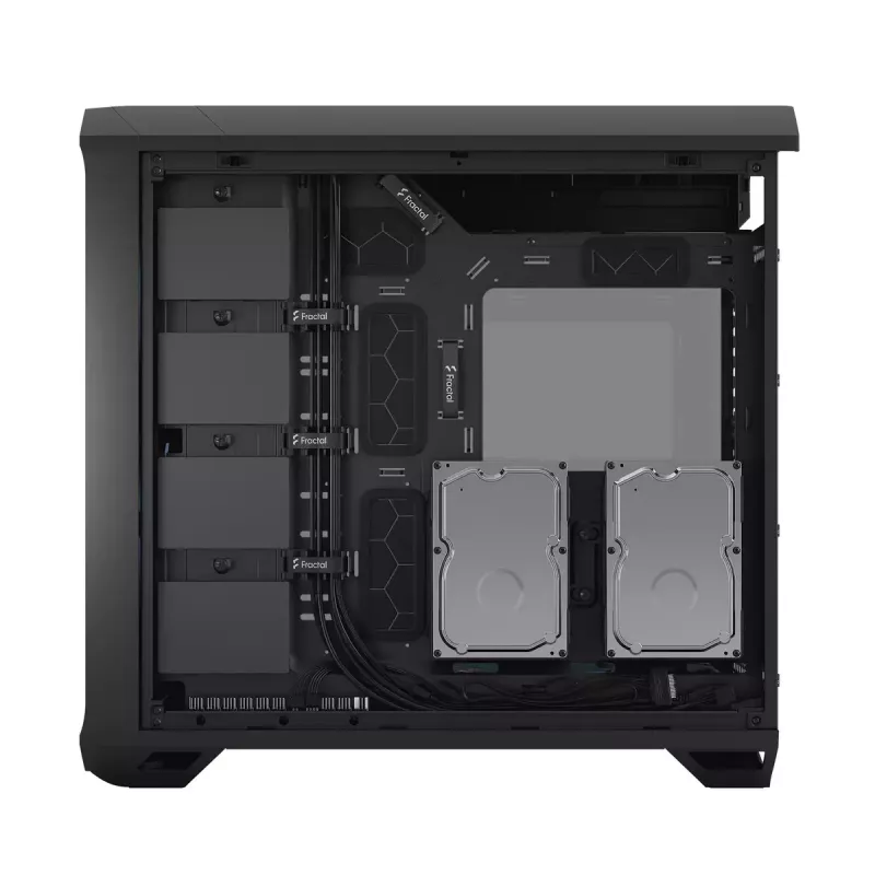 PC korpusas Fractal Design Torrent Tower Black – ATX/EATX/ITX, 2x180mm priekiniai ventiliatoriai, 2x3,5 colio ir 4x2,5 colio diskų vietos, grūdintas stiklas
