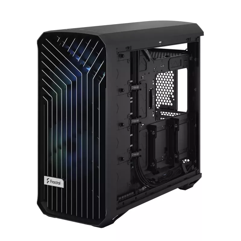 PC korpusas Fractal Design Torrent Tower Black – ATX/EATX/ITX, 2x180mm priekiniai ventiliatoriai, 2x3,5 colio ir 4x2,5 colio diskų vietos, grūdintas stiklas