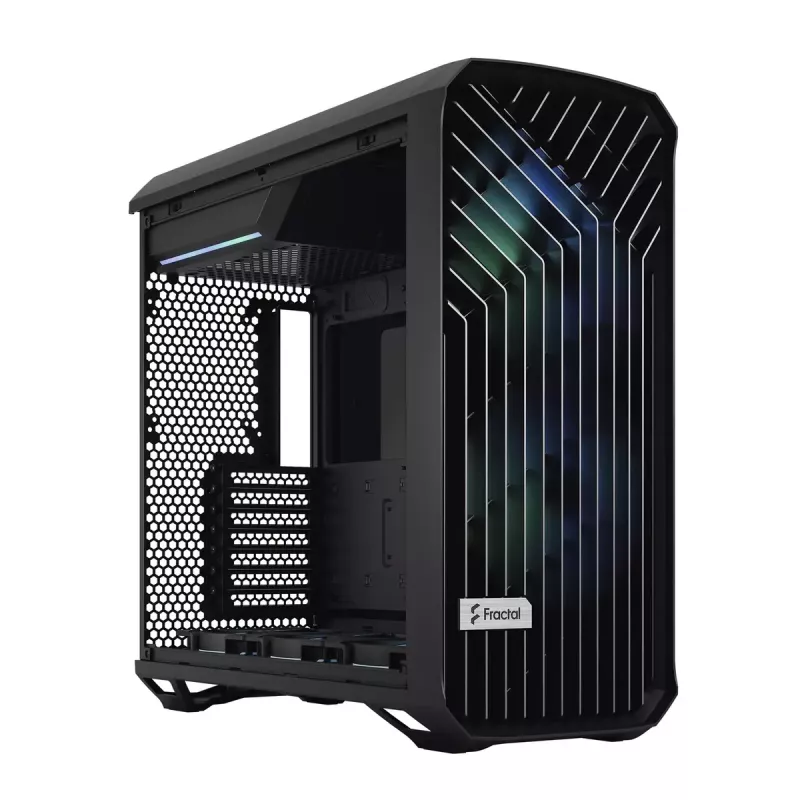 PC korpusas Fractal Design Torrent Tower Black – ATX/EATX/ITX, 2x180mm priekiniai ventiliatoriai, 2x3,5 colio ir 4x2,5 colio diskų vietos, grūdintas stiklas