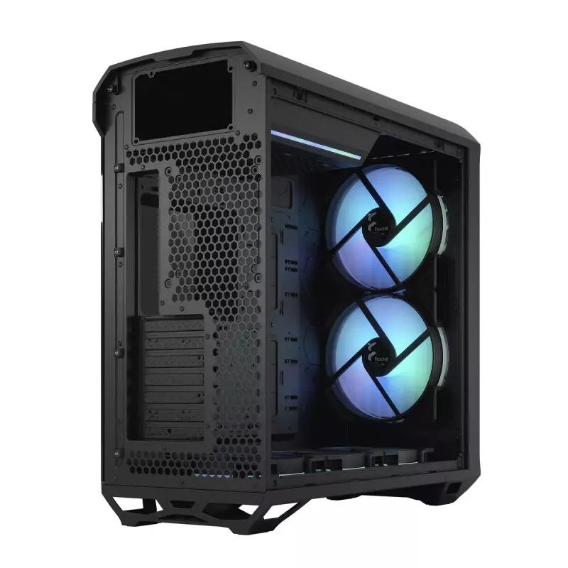 PC korpusas Fractal Design Torrent Tower Black – ATX/EATX/ITX, 2x180mm priekiniai ventiliatoriai, 2x3,5 colio ir 4x2,5 colio diskų vietos, grūdintas stiklas