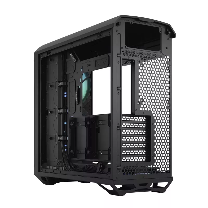 PC korpusas Fractal Design Torrent Tower Black – ATX/EATX/ITX, 2x180mm priekiniai ventiliatoriai, 2x3,5 colio ir 4x2,5 colio diskų vietos, grūdintas stiklas