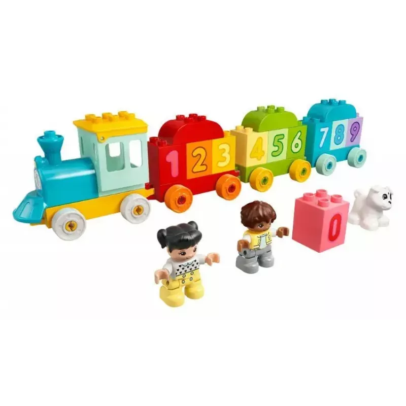 LEGO DUPLO skaičių traukinukas 10954 – ankstyvojo mokymosi traukinys su sunumeruotais vagonėliais skaičiavimui ir rūšiavimui