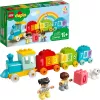 LEGO DUPLO skaičių traukinukas 10954 – ankstyvojo mokymosi traukinys su sunumeruotais vagonėliais skaičiavimui ir rūšiavimui