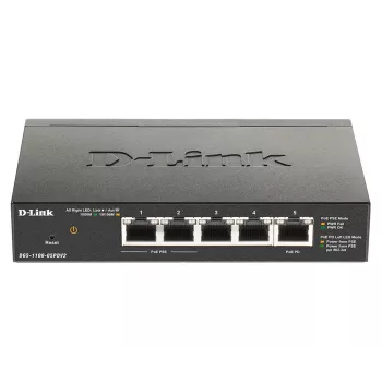 D-Link DGS-1100-05PDV2 5 prievadų Gigabit PoE valdomas komutatorius su 1 PD prievadu