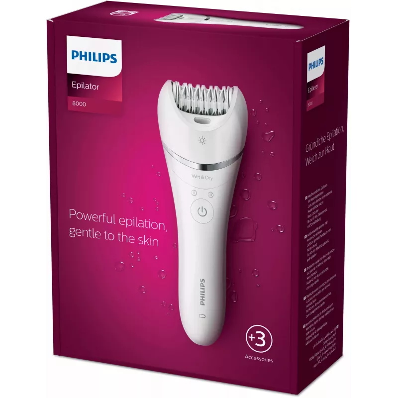 Epiliatorius Philips BRE700/00, 32 pincetai, šlapias ir sausas naudojimas, belaidis, 40 min veikimo, 2 greičiai, plaunamas