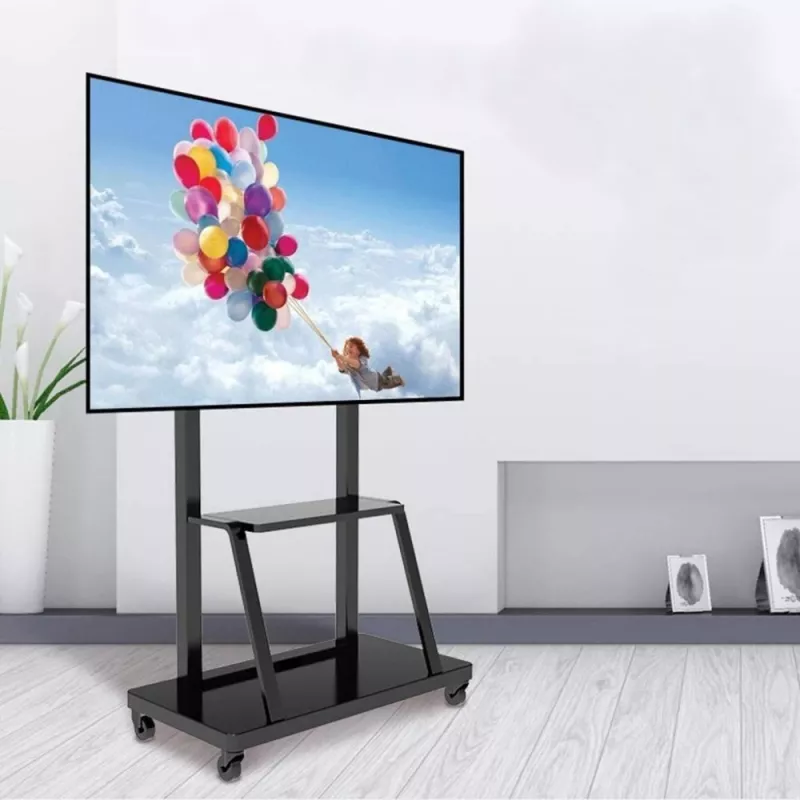 Nešiojamas plokščiaekranis grindinis stovas TECHLY Signage Display Mount ICA-TR30 – 55–100 colių, VESA 1200x600, 150 kg, ratukai, juodas