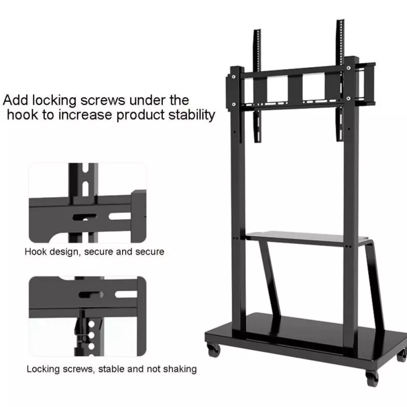 Nešiojamas plokščiaekranis grindinis stovas TECHLY Signage Display Mount ICA-TR30 – 55–100 colių, VESA 1200x600, 150 kg, ratukai, juodas