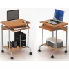 Stalas kompiuteriui TECHLY Compact ICA-TB S005 – kompaktiškas stalas, MDF stalviršis, ištraukiama lentyna klaviatūrai, ratukai, 600×450×750 mm, ąžuolinis