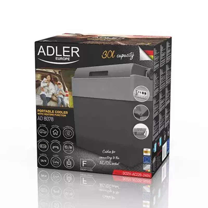 Nešiojamas šaldytuvas Adler AD 8078 30 L elektrinis pilkai baltas
