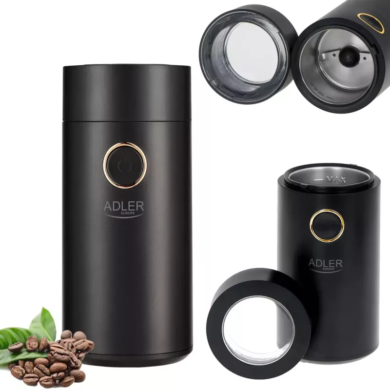 Kavos malūnėlis su plieniniais girnomis Adler AD 4446bg – 150 W, 75 g, juodas