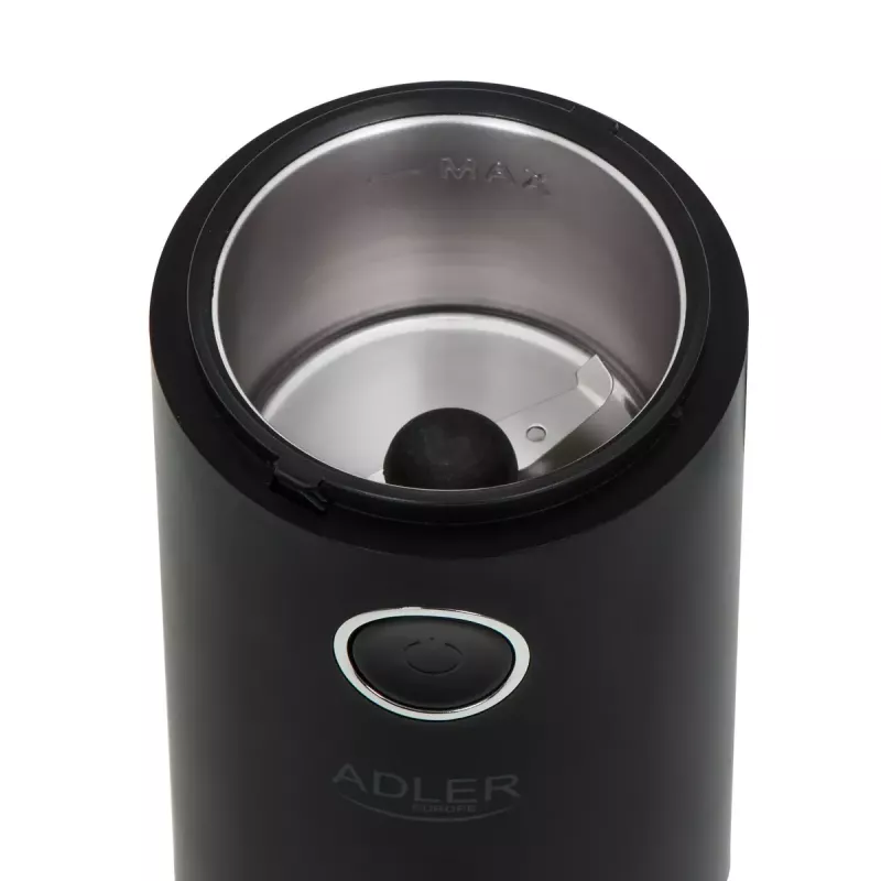 Kavos malūnėlis Adler AD4446BS – 150 W, nerūdijančio plieno girnos, 75 g pupelių talpa, juodas
