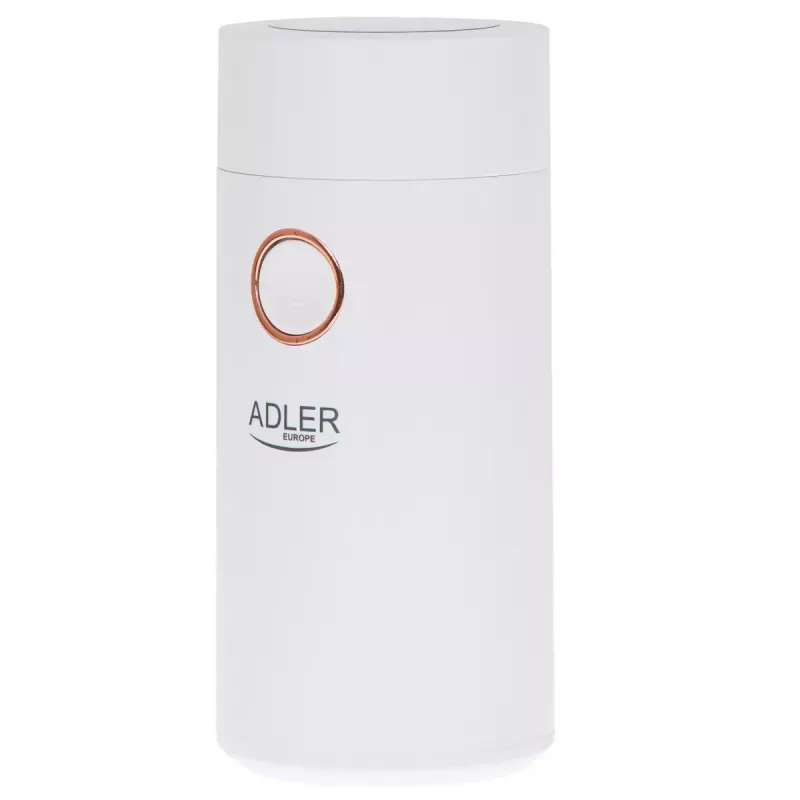 Kavamalė Adler AD4446WG – elektrinė maltuvė su nerūdijančio plieno girnomis, 75 g talpa, 150 W, balta