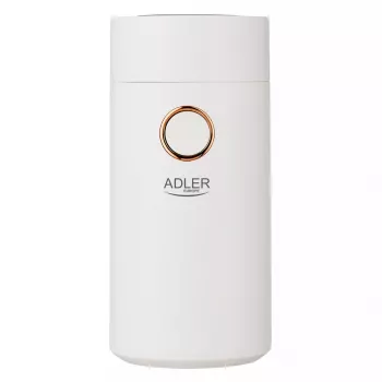 Kavamalė Adler AD4446WG – elektrinė maltuvė su nerūdijančio plieno girnomis, 75 g talpa, 150 W, balta