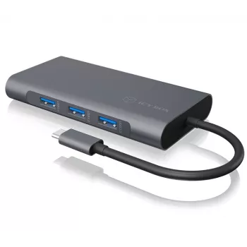 ICY BOX IB-DK4040-CPD Laidinis USB 3.2 Gen 1 (3.1 Gen 1) Type-C dokų stotelė, antracitinė, juoda