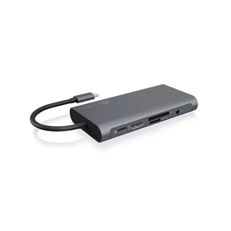 ICY BOX IB-DK4040-CPD Laidinis USB 3.2 Gen 1 (3.1 Gen 1) Type-C dokų stotelė, antracitinė, juoda