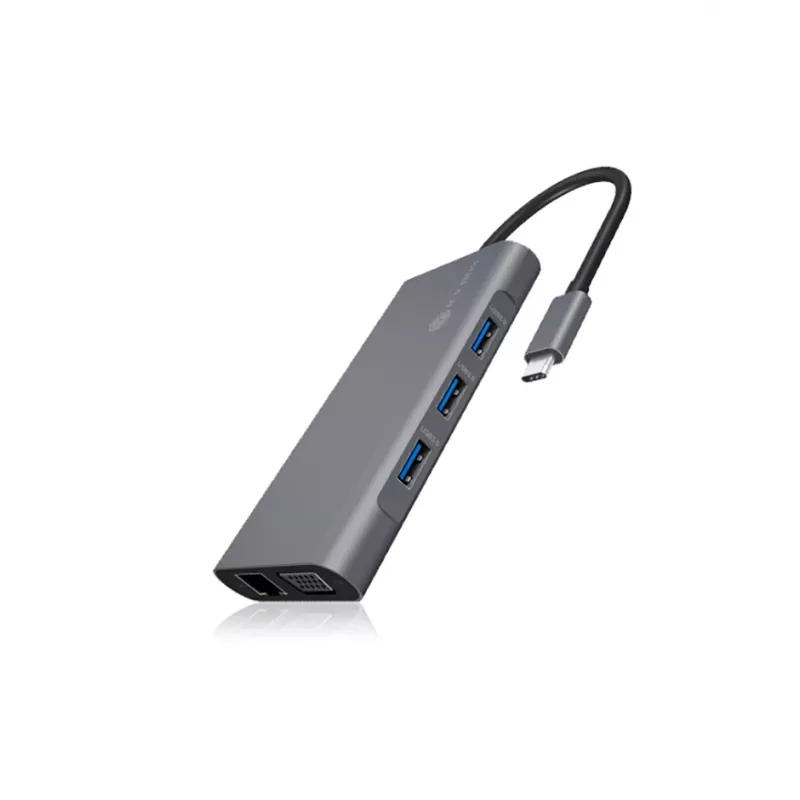ICY BOX IB-DK4040-CPD Laidinis USB 3.2 Gen 1 (3.1 Gen 1) Type-C dokų stotelė, antracitinė, juoda