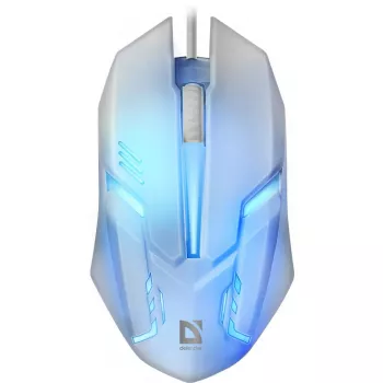 Laidinis žaidimų pelė DEFENDER Cyber MB-560L – optinė 1200 DPI, ambidekstrinė, USB Type-A, balta, 1,5 m laidas
