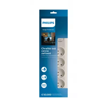 Apsauginis filtras Philips SPN7040WA/60 4 AC lizdai 600 J 2 m Baltas
