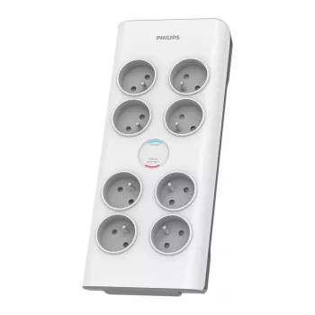 Philips SPN7080WA/60 apsauginis filtras nuo viršįtampių, baltas, 8 kištukiniai lizdai, 2 m