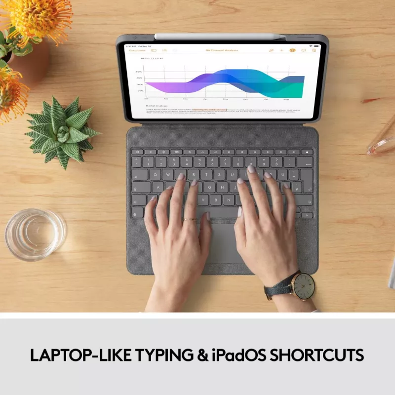 LOGITECH Combo Touch - iPad Pro 12,9 colio (5-osios kartos) - anglų QWERTY