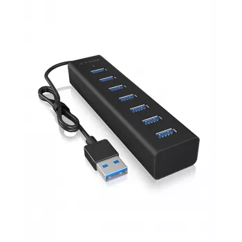 ICY BOX IB-HUB1700-U3 USB 3.2 Gen 1 (3.1 Gen 1) Type-A 5000 Mbit/s juodas USB šakotuvas