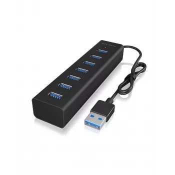 ICY BOX IB-HUB1700-U3 USB 3.2 Gen 1 (3.1 Gen 1) Type-A 5000 Mbit/s juodas USB šakotuvas