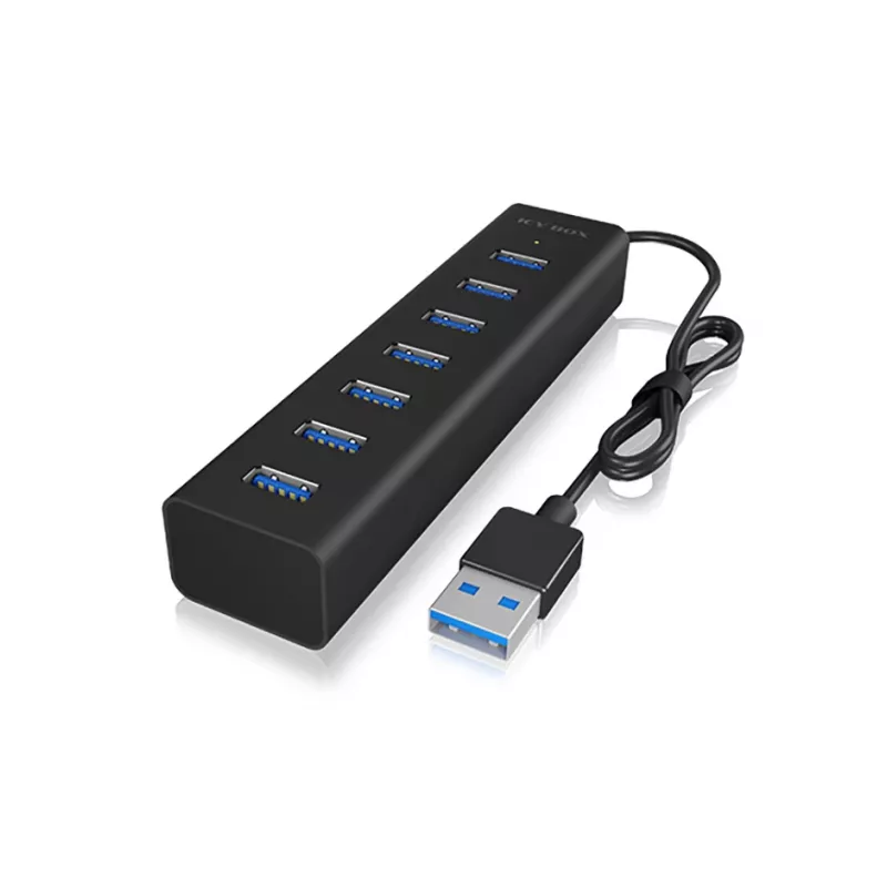 ICY BOX IB-HUB1700-U3 USB 3.2 Gen 1 (3.1 Gen 1) Type-A 5000 Mbit/s juodas USB šakotuvas