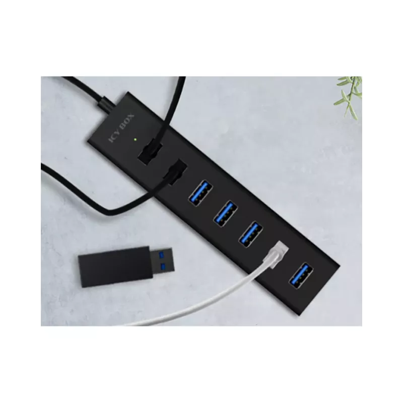 ICY BOX IB-HUB1700-U3 USB 3.2 Gen 1 (3.1 Gen 1) Type-A 5000 Mbit/s juodas USB šakotuvas