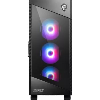 PC korpusas MSI MPG VELOX 100R Mid Tower juodas — ATX, 7 plėtros lizdai, 2×3,5 colio vietos, 2×2,5 colio vietos, USB-C