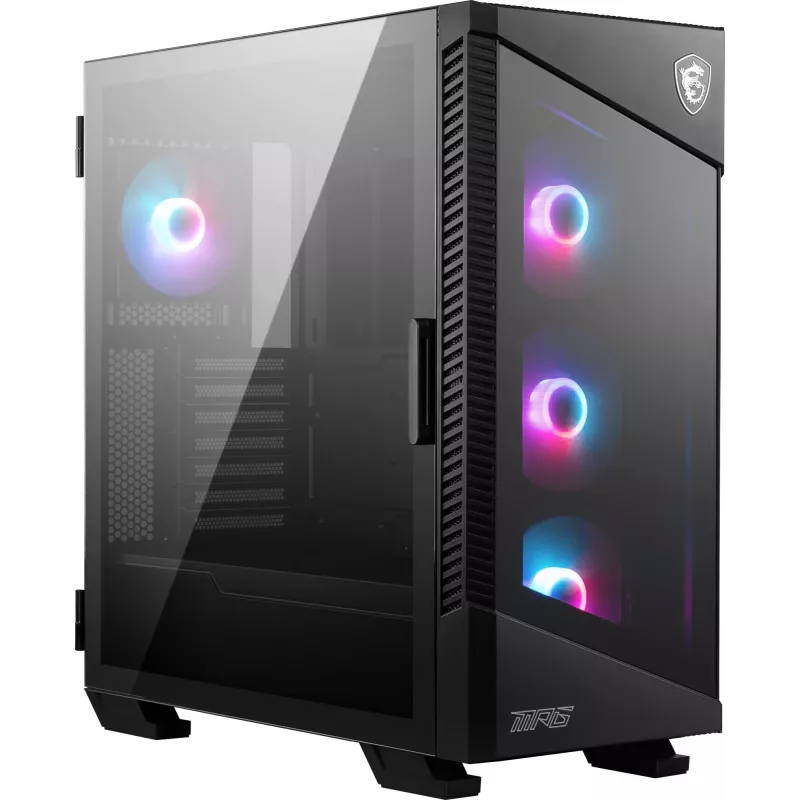 PC korpusas MSI MPG VELOX 100R Mid Tower juodas — ATX, 7 plėtros lizdai, 2×3,5 colio vietos, 2×2,5 colio vietos, USB-C