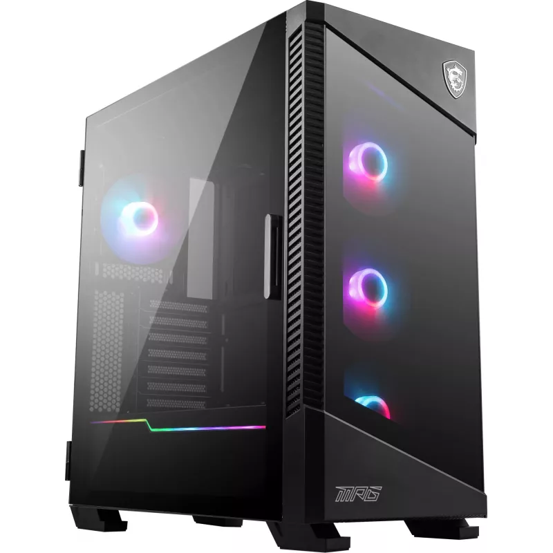 PC korpusas MSI MPG VELOX 100R Mid Tower juodas — ATX, 7 plėtros lizdai, 2×3,5 colio vietos, 2×2,5 colio vietos, USB-C