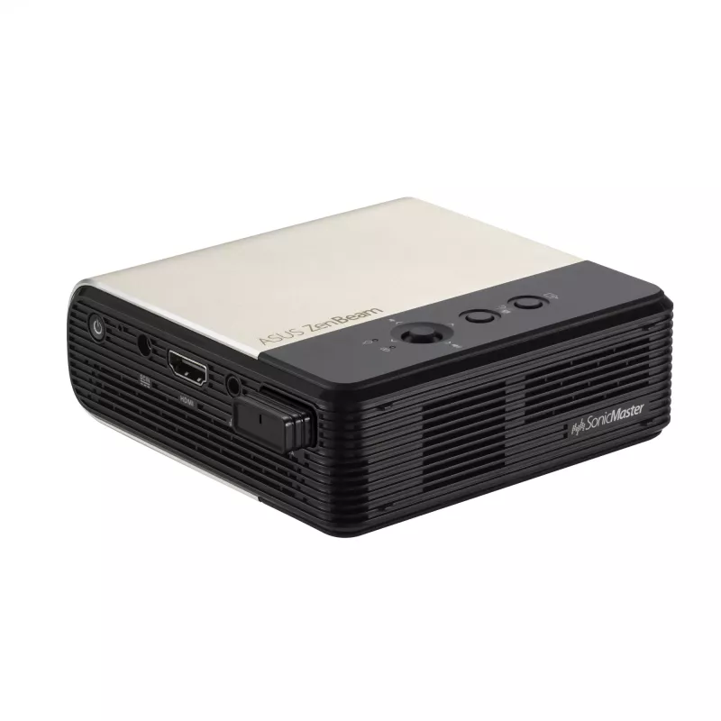 Projektorius ASUS ZenBeam E2, DLP, 300 ANSI liumenų, WVGA (854x480), juodas/auksinis