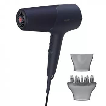 Plaukų džiovintuvas Philips 5000 serijos BHD510/00, 2300 W, 6 šilumos/6 greičio, joninis, šalto oro pūtimas, koncentratorius ir difuzorius, tamsiai mėlynas, 1,8 m laidas