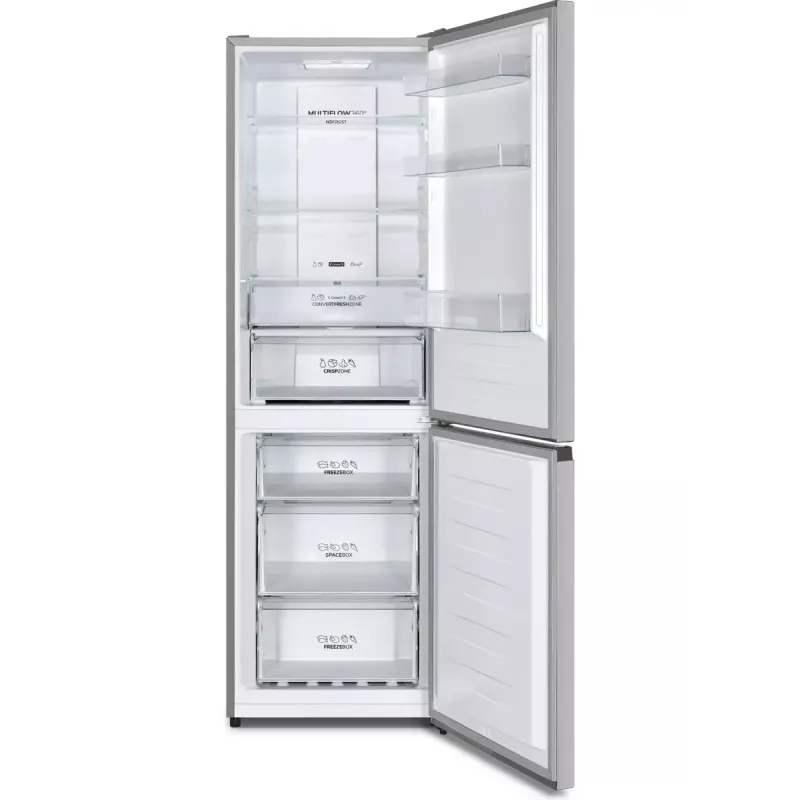 Šaldytuvas su šaldikliu Gorenje NRK6192AS4, 304 L (šaldytuvas 207 L / šaldiklis 97 L), No Frost, pilkas