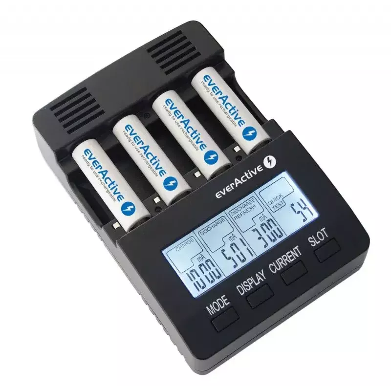 Įkroviklis everActive NC-3000 – universalus įkroviklis AA/AAA/C/D (4 ląstelės) juodas, 100–240V