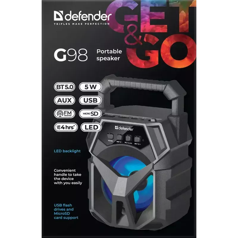 Nešiojamas garsiakalbis Mono Defender G98 Black