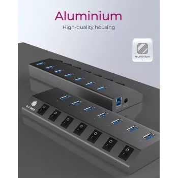 ICY BOX IB-HUB1701-C3 USB 3.2 Gen 1 (3.1 Gen 1) Type-B 5000 Mbit/s Antracito USB šakotuvas