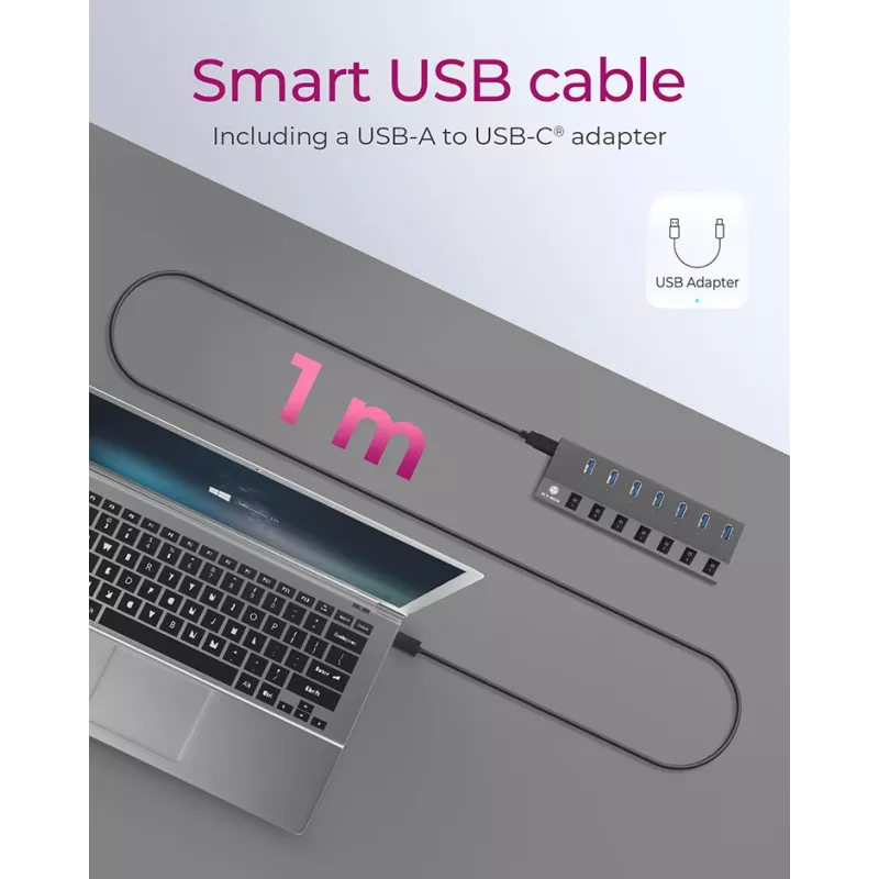 ICY BOX IB-HUB1701-C3 USB 3.2 Gen 1 (3.1 Gen 1) Type-B 5000 Mbit/s Antracito USB šakotuvas