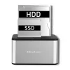 Docking stotelė QOLTEC 5316 2x 2.5/3.5 colio HDD/SSD, SATA, USB 3.0 (5 Gb/s), aliumininis korpusas