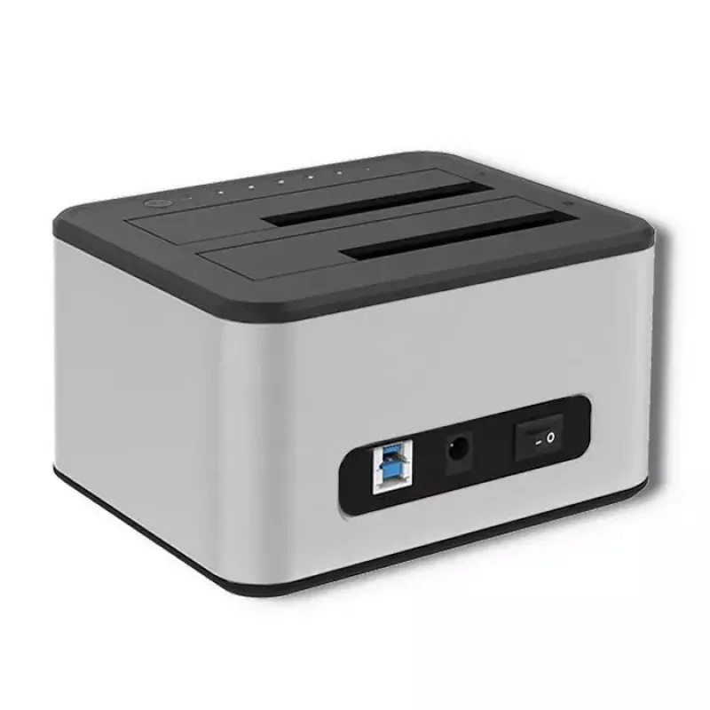 Docking stotelė QOLTEC 5316 2x 2.5/3.5 colio HDD/SSD, SATA, USB 3.0 (5 Gb/s), aliumininis korpusas