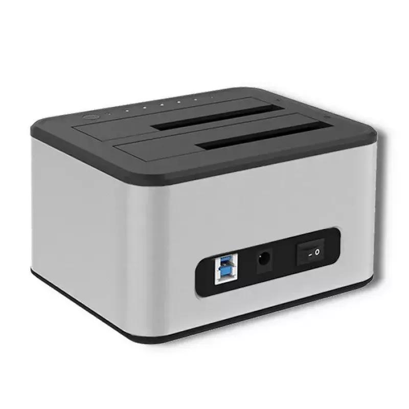 Docking stotelė QOLTEC 5316 2x 2.5/3.5 colio HDD/SSD, SATA, USB 3.0 (5 Gb/s), aliumininis korpusas