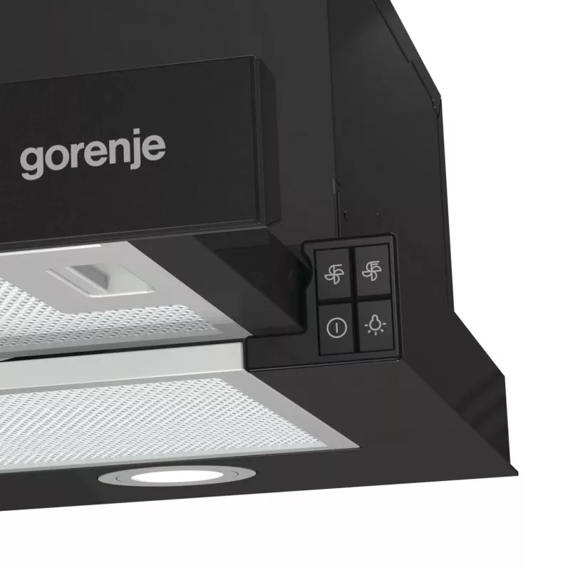 Gorenje TH62E4BG Pusiau įmontuojamas (ištraukiamas) gartraukis, juodas, 450 m³/h