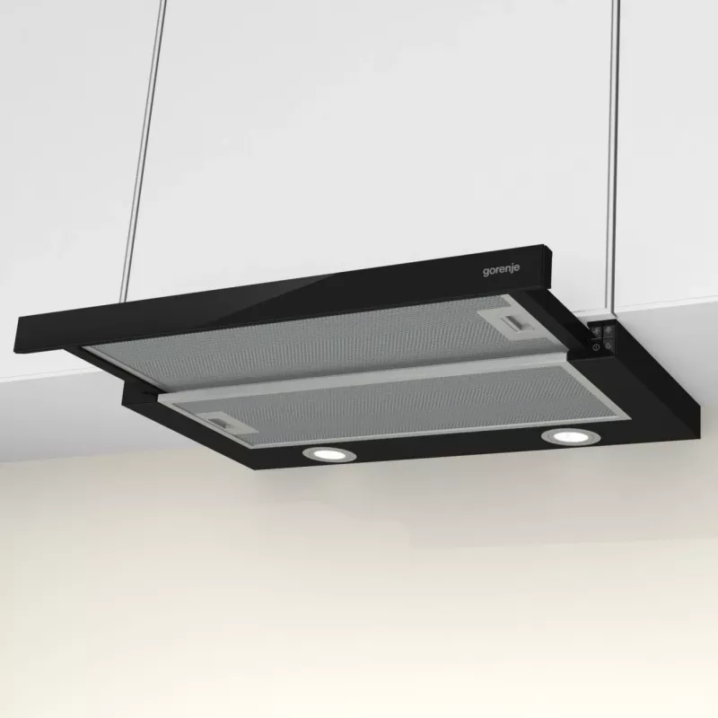 Gorenje TH62E4BG Pusiau įmontuojamas (ištraukiamas) gartraukis, juodas, 450 m³/h