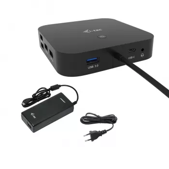 i-tec USB-C HDMI DP Docking stotelė su 100 W įkrovimu ir universalus 100 W maitinimo adapteris